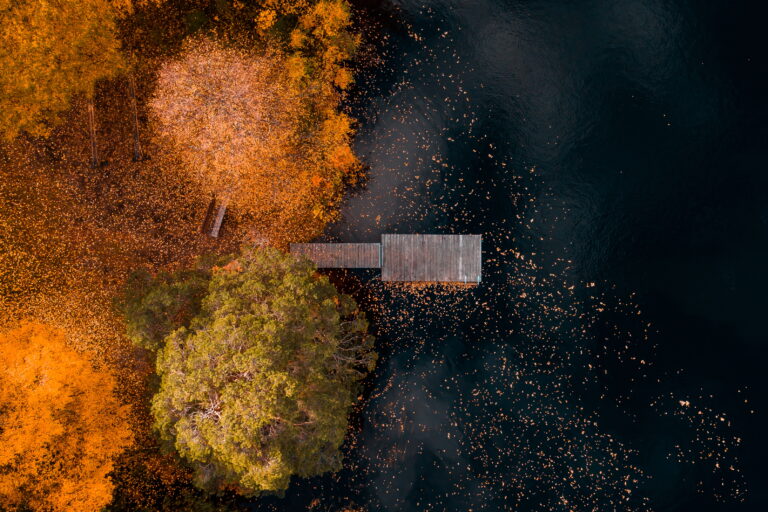 Dags att satsa på en ny webbplats i höst. Höstfärger över Ljusnan i Sveg. Foto: Morgan Grip